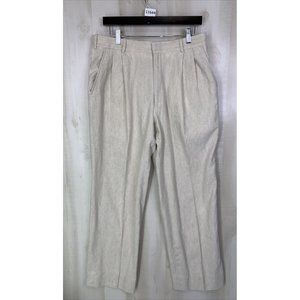 CC Huges Linen Cotton Beige Straight Leg Trouser Pants Mens 34x32-11644